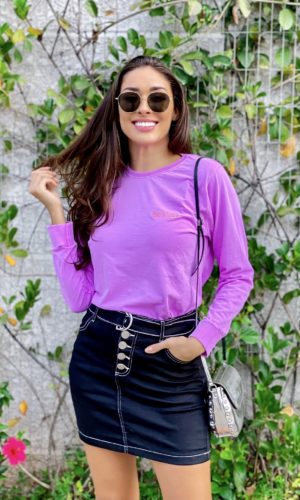 T- Shirt Manga Longa- Lavanda Neon